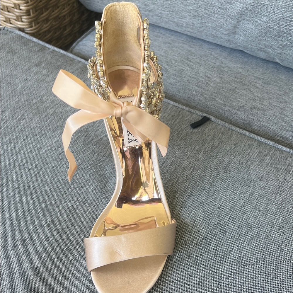 Badgley Mischka Gold Beaded Heels